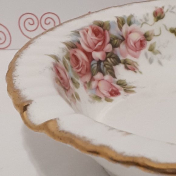 Paragon Ashtray Elizabeth Rose Fine Bone China pink roses Tobacciana Vintage 195 - Picture 4 of 7